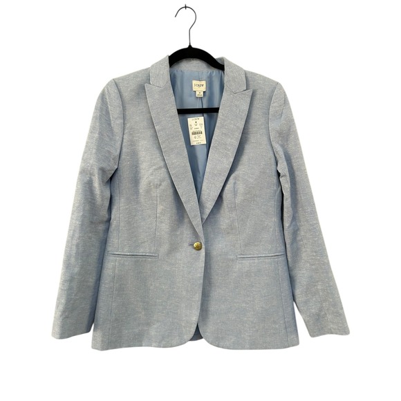 NWT J. Crew Women's Helena Light‎ Blue Linen Blend Blazer Jacket Size 4